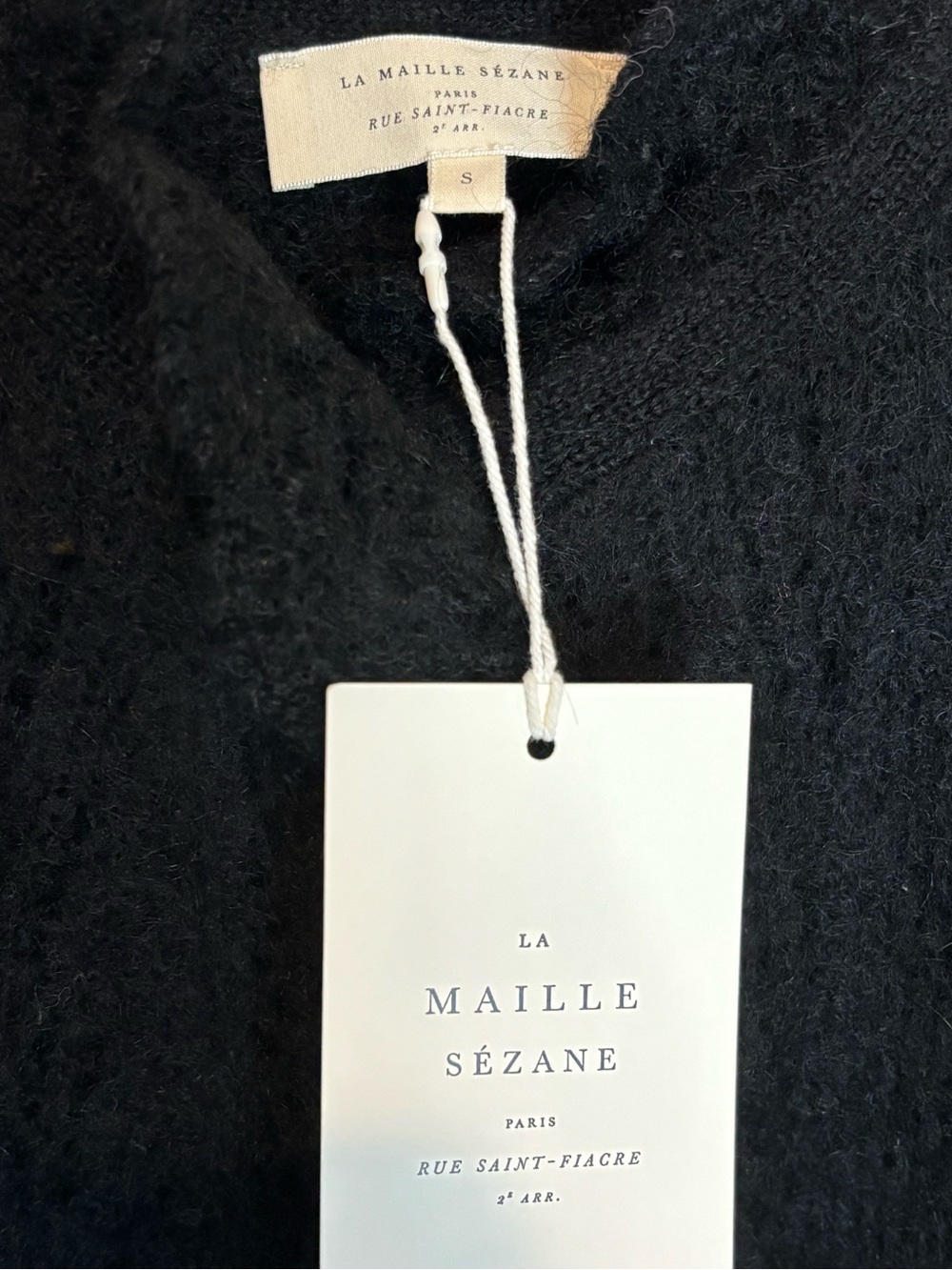 NWT Sezane Angie Kid Mohair Cardigan Sweater Black S - Picture 9 of 10